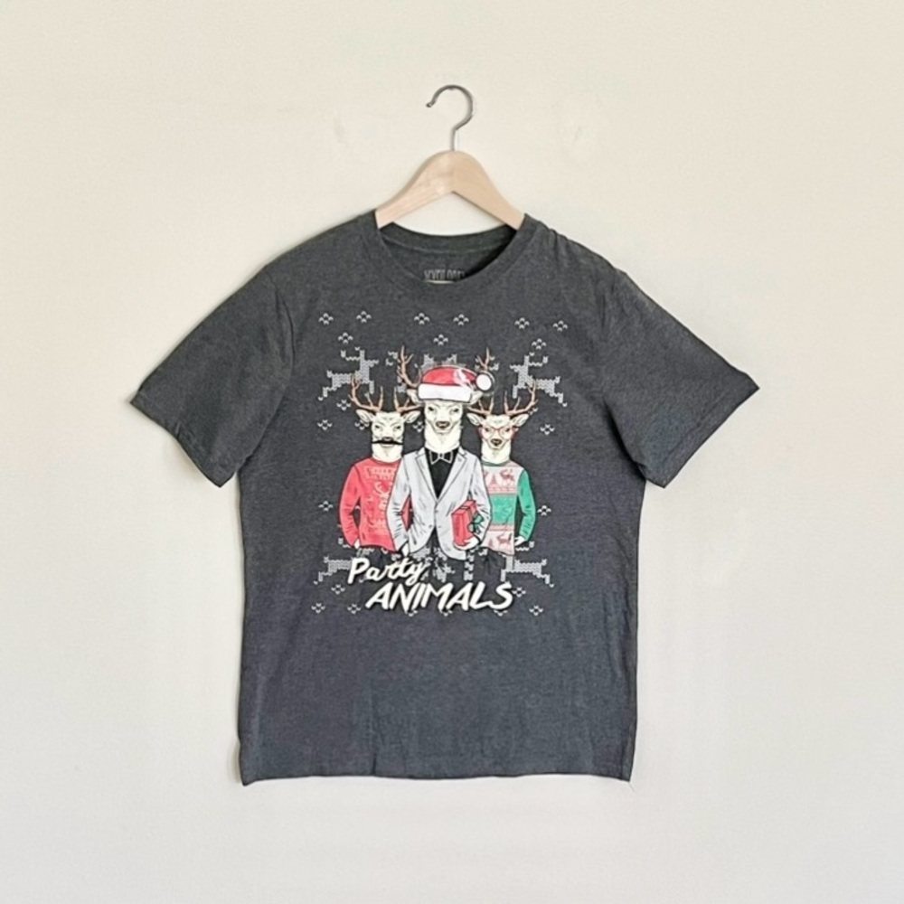NEW Seven Oaks Party Animals Reindeer Light Up Christmas Holiday T Shirt Adult M